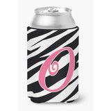 Letter O Initial Monogram - Zebra Stripe And Pink Can Or Bottle Beverage Insulator Hugger