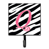 Caroline'S Treasures Cj1037-Qsh4 Letter Q Initial Monogram-Zebra Stripe And Pink Leash Holder Or Key Hook, Small, Multicolor