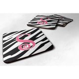 Caroline'S Treasures Cj1037-Sfc Monogram-Zebra Stripe And Pink Foam Coasters (Set Of 4), Initial Letter S, 3.5 H X 3.5