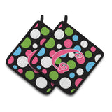 Caroline'S Treasures Cj1038-Cpthd Monogram Initial C Polka Dots And Pink Pot Holders (1 Pair), 7.5 X 7.5, Multicolor