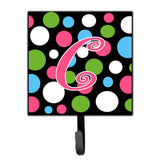 Caroline'S Treasures Cj1038-Csh4 Letter C Initial Monogram-Polka Dots And Pink Leash Holder Or Key Hook, Small, Multicolor
