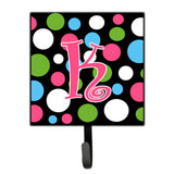 Caroline'S Treasures Cj1038-Ksh4 Letter K Initial Monogram-Polka Dots And Pink Leash Holder Or Key Hook, Small, Multicolor