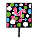 Caroline'S Treasures Cj1038-Msh4 Letter M Initial Monogram-Polka Dots And Pink Leash Holder Or Key Hook, Small, Multicolor