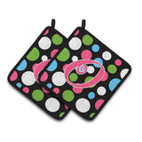 Caroline'S Treasures Monogram Initial O Polkadots & Pink Pair Of Pot Holders Cj1038-Opthd, 7.5Hx7.5W, Multicolor
