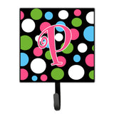 Caroline'S Treasures Cj1038-Psh4 Letter P Initial Monogram-Polka Dots And Pink Leash Holder Or Key Hook, Small, Multicolor