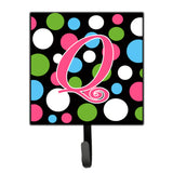 Caroline'S Treasures Cj1038-Qsh4 Letter Q Initial Monogram-Polka Dots And Pink Leash Holder Or Key Hook, Small, Multicolor