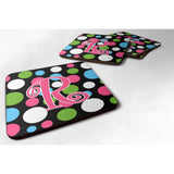 Caroline'S Treasures Cj1038-Rfc Monogram-Polkadots And Pink Foam Coasters (Set Of 4), Initial Letter R, 3.5 H X 3.5 W,