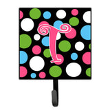Caroline'S Treasures Cj1038-Tsh4 Letter T Initial Monogram-Polka Dots And Pink Leash Holder Or Key Hook, Small, Multicolor