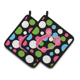Caroline'S Treasures Monogram Initial U Polkadots & Pink Pair Of Pot Holders Cj1038-Upthd, 7.5Hx7.5W, Multicolor
