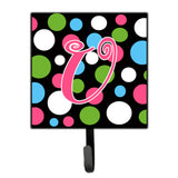 Caroline'S Treasures Cj1038-Ush4 Letter U Initial Monogram-Polka Dots And Pink Leash Holder Or Key Hook, Small, Multicolor