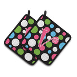 Caroline'S Treasures Monogram Initial V Polkadots & Pink Pair Of Pot Holders Cj1038-Vpthd, 7.5Hx7.5W, Multicolor