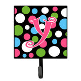 Caroline'S Treasures Cj1038-Ysh4 Letter Y Initial Monogram-Polka Dots And Pink Leash Holder Or Key Hook, Small, Multicolor