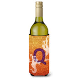 Halloween Ghosts Monogram Initial Letter Q Wine Bottle Beverage Insulator Beverage Insulator Hugger