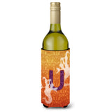 Halloween Ghosts Monogram Initial Letter U Wine Bottle Beverage Insulator Beverage Insulator Hugger