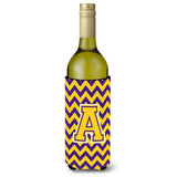 Letter A Chevron Purple And Gold Wine Bottle Beverage Insulator Hugger Cj1041-Aliterk