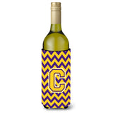 Letter C Chevron Purple And Gold Wine Bottle Beverage Insulator Hugger Cj1041-Cliterk