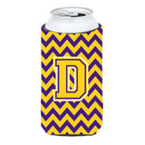 Letter D Chevron Purple And Gold Tall Boy Beverage Insulator Hugger Cj1041-Dtbc