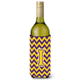 Letter I Chevron Purple And Gold Wine Bottle Beverage Insulator Hugger Cj1041-Iliterk