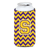 Letter S Chevron Purple And Gold Tall Boy Beverage Insulator Hugger Cj1041-Stbc