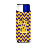 Letter V Chevron Purple And Gold Ultra Beverage Insulators For Slim Cans Cj1041-Vmuk
