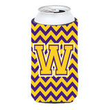 Letter W Chevron Purple And Gold Tall Boy Beverage Insulator Hugger Cj1041-Wtbc