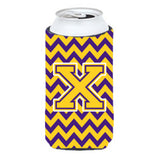 Letter X Chevron Purple And Gold Tall Boy Beverage Insulator Hugger Cj1041-Xtbc