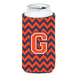 Letter G Chevron Orange Blue Tall Boy Beverage Insulator Hugger Cj1042-Gtbc