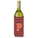 Letter P Chevron Orange Blue Wine Bottle Beverage Insulator Hugger Cj1042-Pliterk