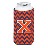 Letter X Chevron Orange Blue Tall Boy Beverage Insulator Hugger Cj1042-Xtbc