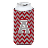 Letter A Chevron Crimson And Grey Tall Boy Beverage Insulator Hugger Cj1043-Atbc