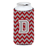Letter D Chevron Crimson And Grey Tall Boy Beverage Insulator Hugger Cj1043-Dtbc