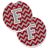 Caroline'S Treasures Letter F Chevron Crimson & Grey Set Of 2 Cup Holder Car Coasters Cj1043-Fcarc, 2.56, Multicolor