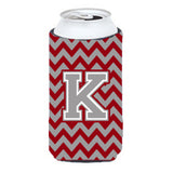 Letter K Chevron Crimson And Grey Tall Boy Beverage Insulator Hugger Cj1043-Ktbc