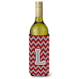 Letter L Chevron Crimson And Grey Wine Bottle Beverage Insulator Hugger Cj1043-Lliterk