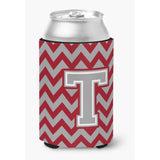 Caroline'S Treasures Cj1043-Tcc Letter T Chevron Crimson And Grey Can Or Bottle Hugger, Multicolor