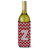 Letter Z Chevron Crimson And Grey Wine Bottle Beverage Insulator Hugger Cj1043-Zliterk