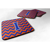 Caroline'S Treasures Cj1044-Ifc Letter I Chevron Orange And Blue Foam Coaster (Set Of 4), 3.5, Multicolor