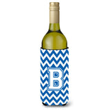 Letter B Chevron Blue And White Wine Bottle Beverage Insulator Hugger Cj1045-Bliterk