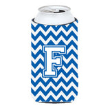 Letter F Chevron Blue And White Tall Boy Beverage Insulator Hugger Cj1045-Ftbc
