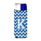 Letter K Chevron Blue And White Ultra Beverage Insulators For Slim Cans Cj1045-Kmuk