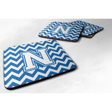 Caroline'S Treasures Cj1045-Nfc Letter N Chevron Blue And White Foam Coaster (Set Of 4), 3.5, Multicolor