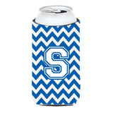 Letter S Chevron Blue And White Tall Boy Beverage Insulator Hugger Cj1045-Stbc