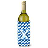 Letter X Chevron Blue And White Wine Bottle Beverage Insulator Hugger Cj1045-Xliterk