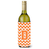Letter D Chevron Orange And White Wine Bottle Beverage Insulator Hugger Cj1046-Dliterk