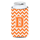 Letter D Chevron Orange And White Tall Boy Beverage Insulator Hugger Cj1046-Dtbc