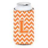 Letter L Chevron Orange And White Tall Boy Beverage Insulator Hugger Cj1046-Ltbc