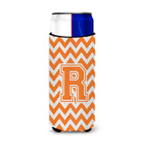 Letter R Chevron Orange And White Ultra Beverage Insulators For Slim Cans Cj1046-Rmuk