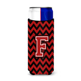 Letter F Chevron Black And Red Ultra Beverage Insulators For Slim Cans Cj1047-Fmuk