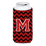 Letter M Chevron Black And Red Tall Boy Beverage Insulator Hugger Cj1047-Mtbc