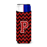 Letter P Chevron Black And Red Ultra Beverage Insulators For Slim Cans Cj1047-Pmuk